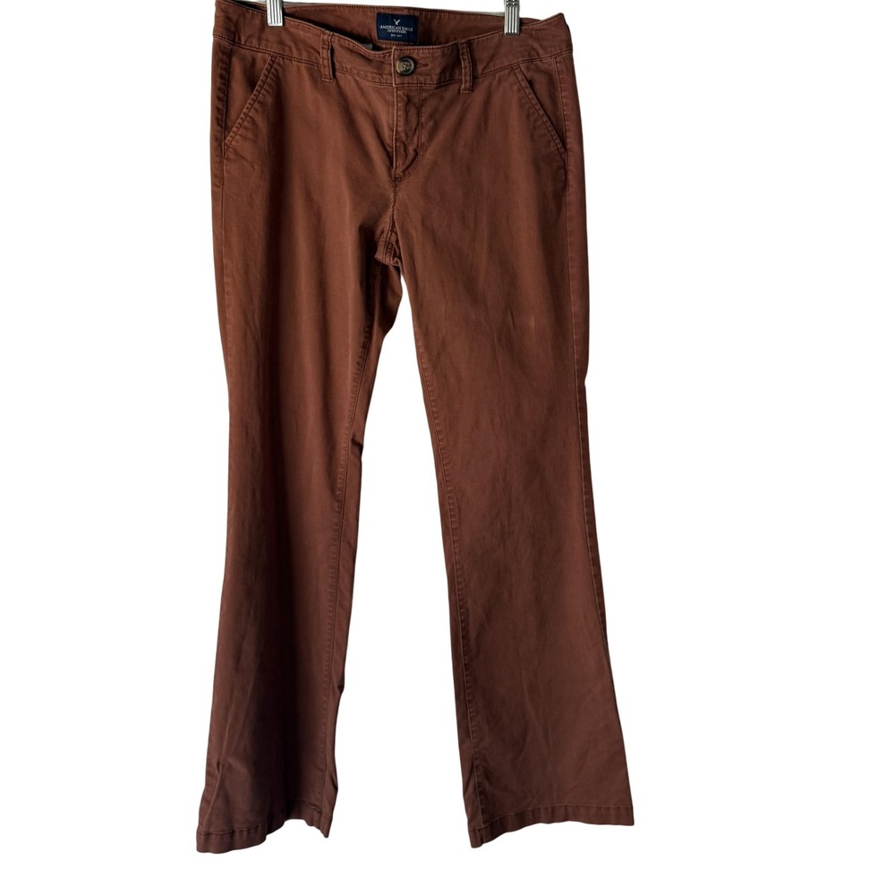 American Eagle Pants Y2k 10 Long Brown Kick Boot Stretch Casual‎ Chino Flare